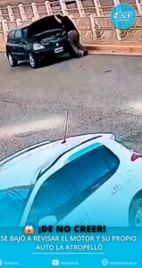 Se bajó a revisar el motor y su propio auto la atropelló