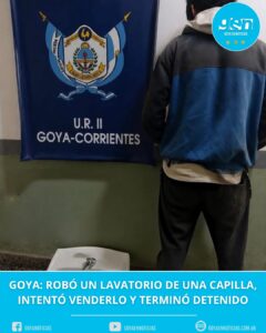 GOYA: ROBÓ UN LAVATORIO DE UNA CAPILLA, INTENTÑO VENDERLO Y TERMINÓ DETENIDO