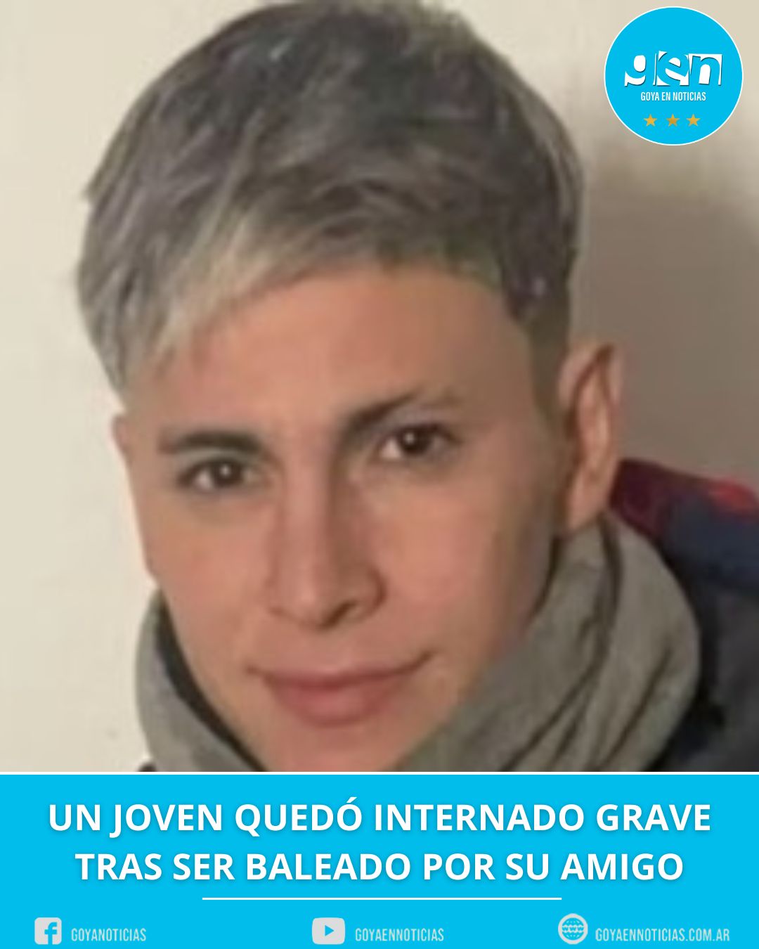 UN JOVEN QUEDÓ INTERNADO GRAVE TRAS SER BALEADO POR SU AMIGO