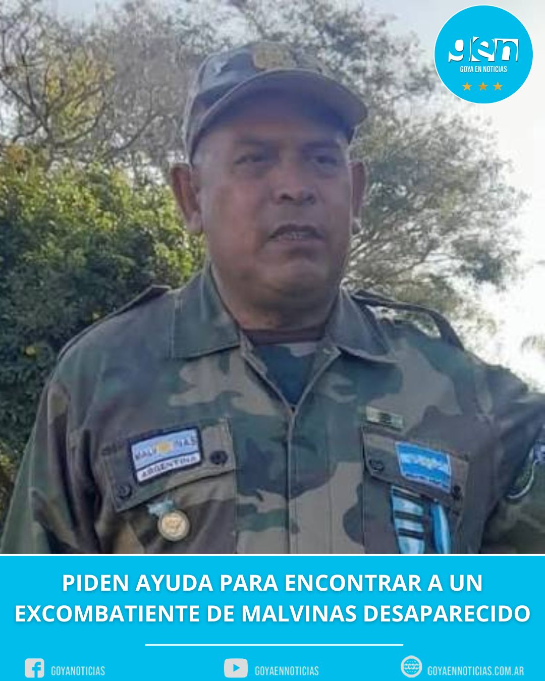 PIDEN AYUDA PARA ENCONTRAR A UN EXCOMBATIENTE DE MALVINAS DESAPARECIDO