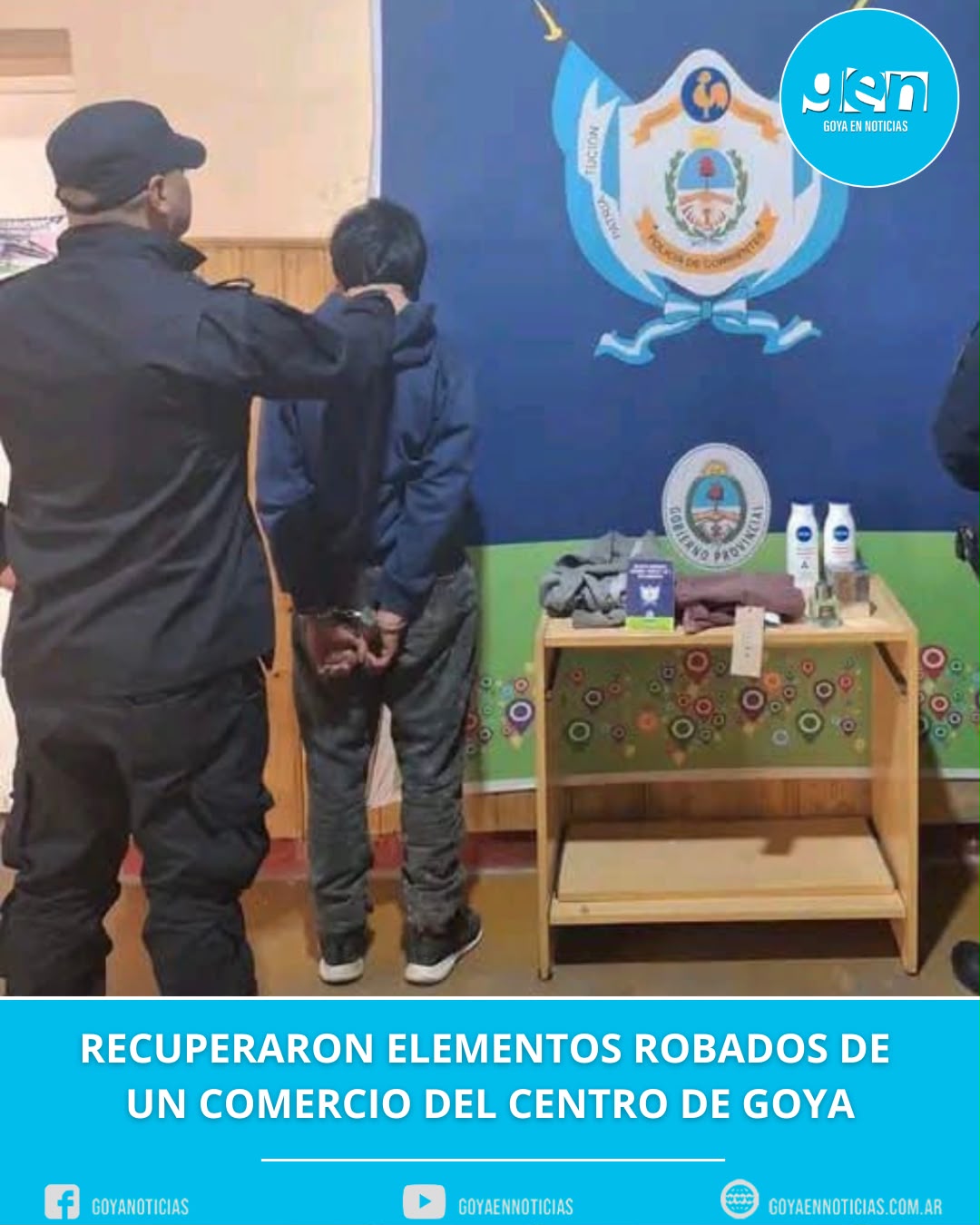 Recuperaron elementos robados de un comercio del centro de Goya