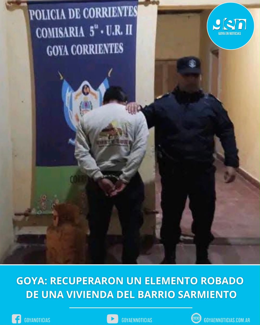 Goya: recuperaron un elemento robado de una vivienda del barrio Sarmiento
