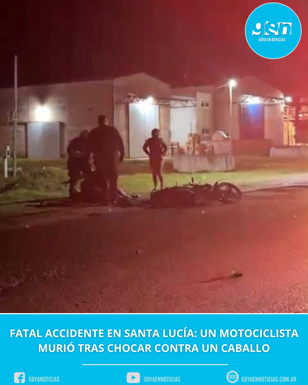 Fatal accidente en Santa Lucía: un motociclista murió tras chocar contra un caballo