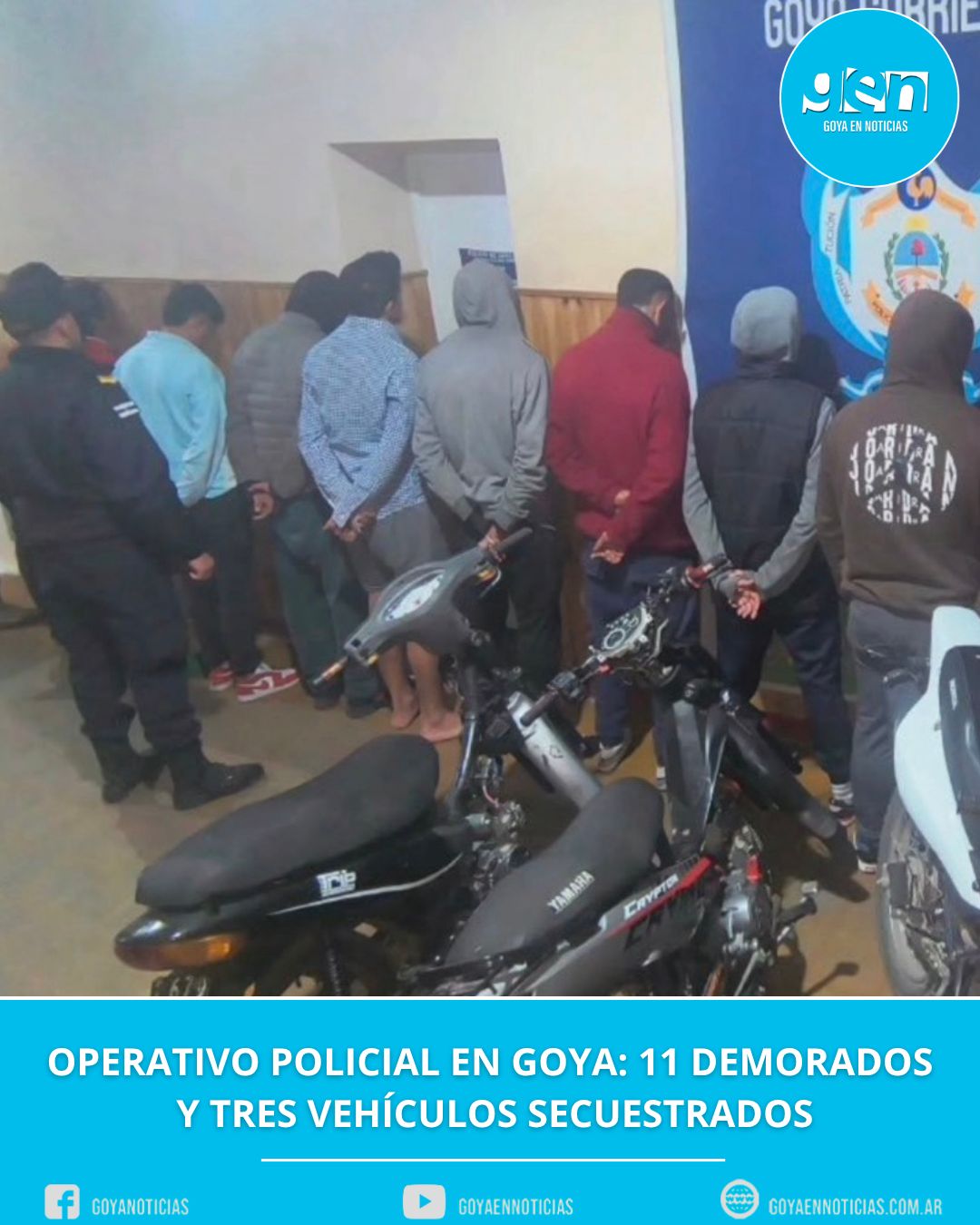 Operativo policial en Goya: 11 demorados y tres vehículos secuestrados