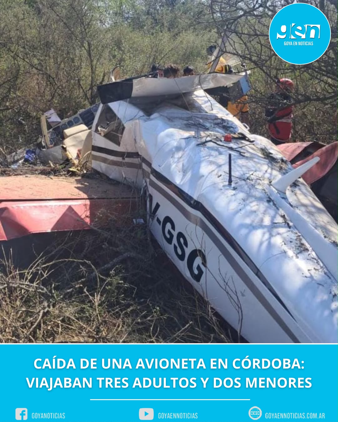 Caída de una avioneta en Córdoba: viajaban tres adultos y dos menores