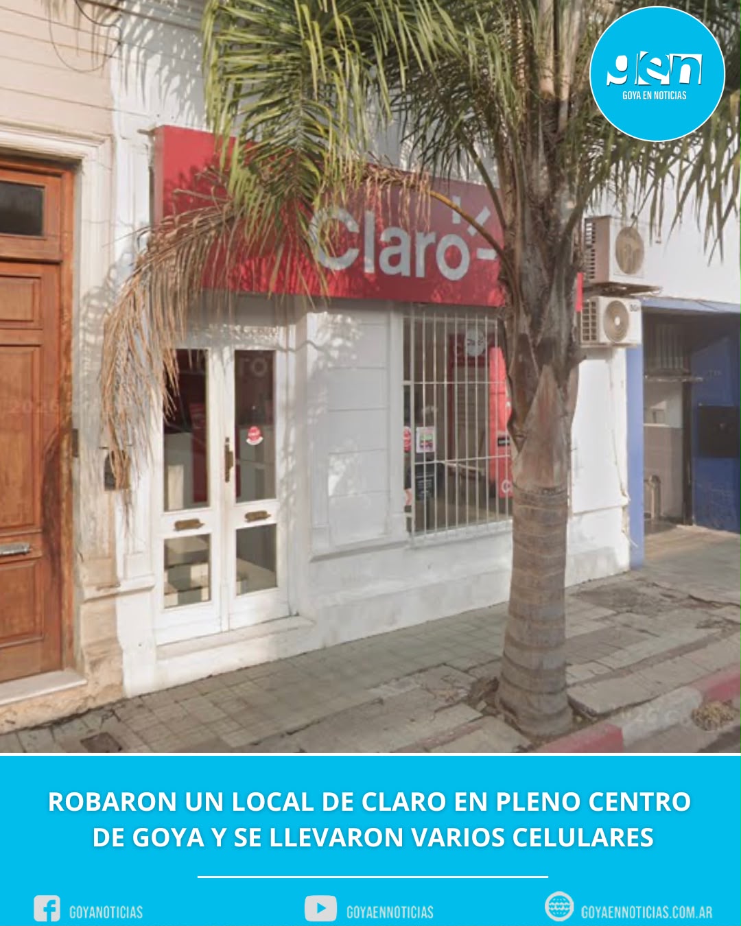 Robaron un local de Claro en pleno centro de Goya y se llevaron varios celulares