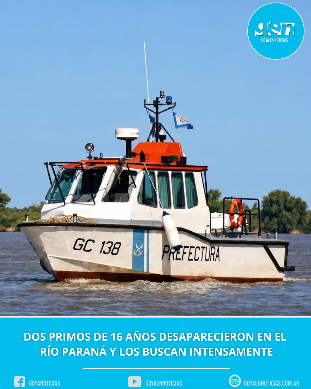 Dos primos de 16 años desaparecieron en el río Paraná y los buscan intensamente