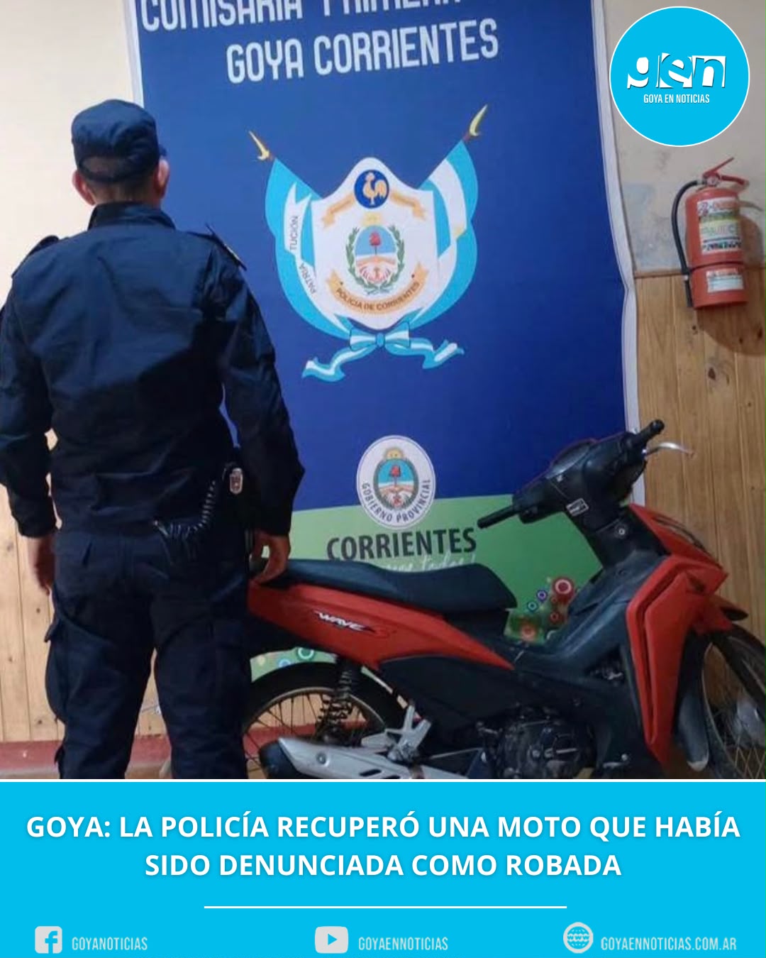 Goya: la Policía recuperó una moto que había sido denunciada como robada