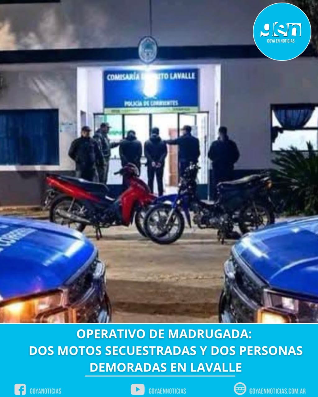 Operativo de madrugada: dos motos secuestradas y dos personas demoradas en Lavalle