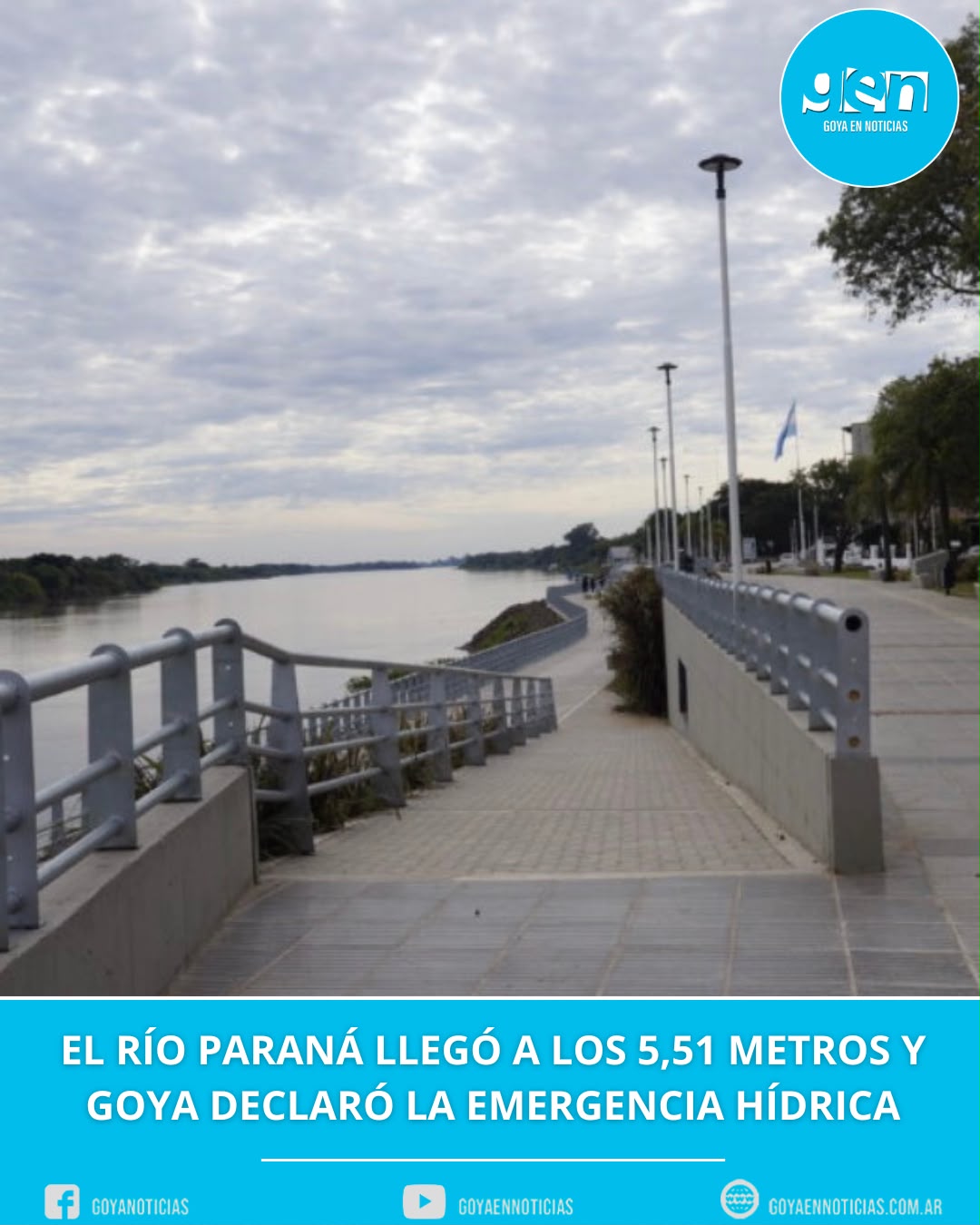 El río Paraná llegó a los 5,51 metros y Goya declaró la emergencia hídrica