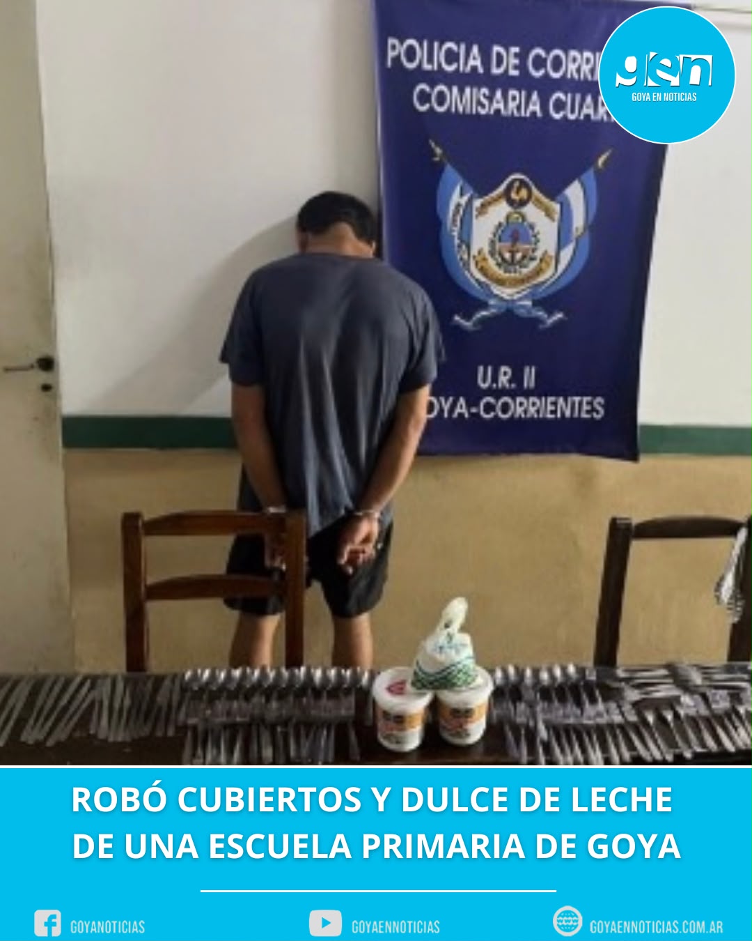 Goya: robó cubiertos y dulce de leche de una escuela primaria