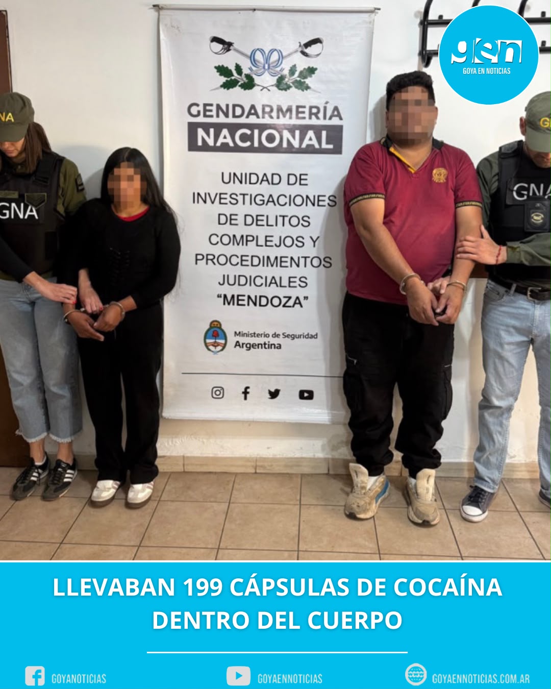 Llevaban 199 cápsulas de cocaína dentro del cuerpo