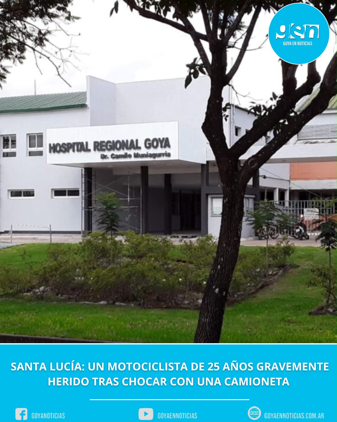 Santa Lucía: un motociclista de 25 años resultó gravemente herido tras chocar contra una camioneta